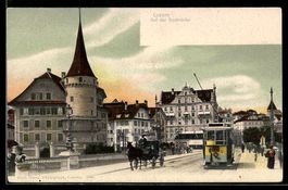 Luzern, Auf der Seebrücke mit Pferdekut