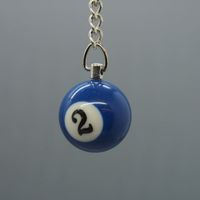 "2" Billardkugel Schlüsselanhänger, blau