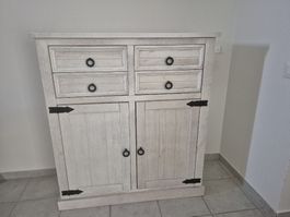 Sideboard / Kommode Landhausstil weiss – 120 × 44.5 × 121 cm