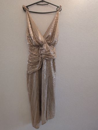 Zara Kleid Glitzer Gold Pailletten Silvester Gr.XS
