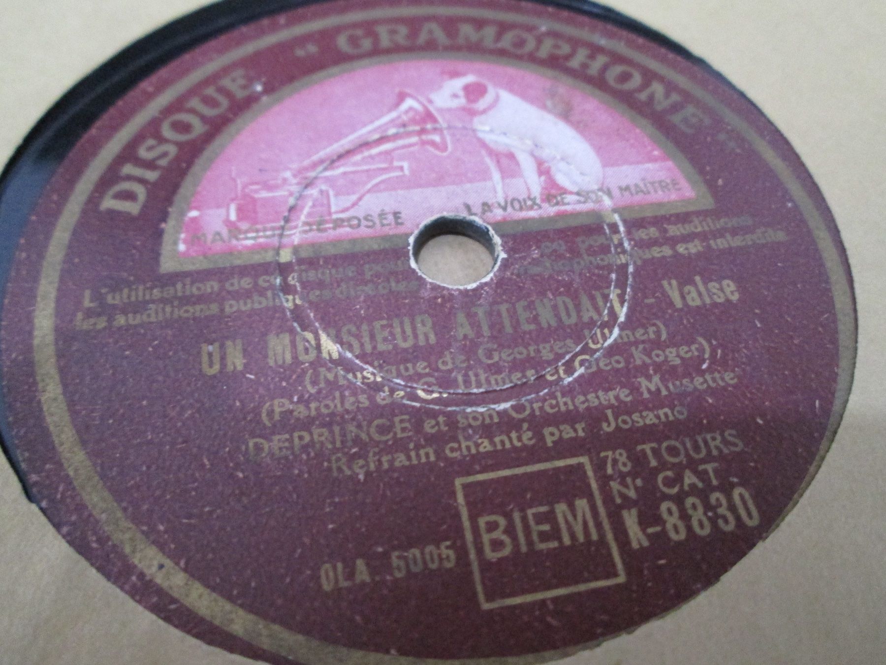 Schallplatten: DISQUES 78 TOURS – Gebraucht aus Lausanne von Leag 3