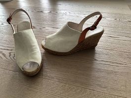 Navyboot Wildleder Sandalen Keilabsatz, Gr. 40