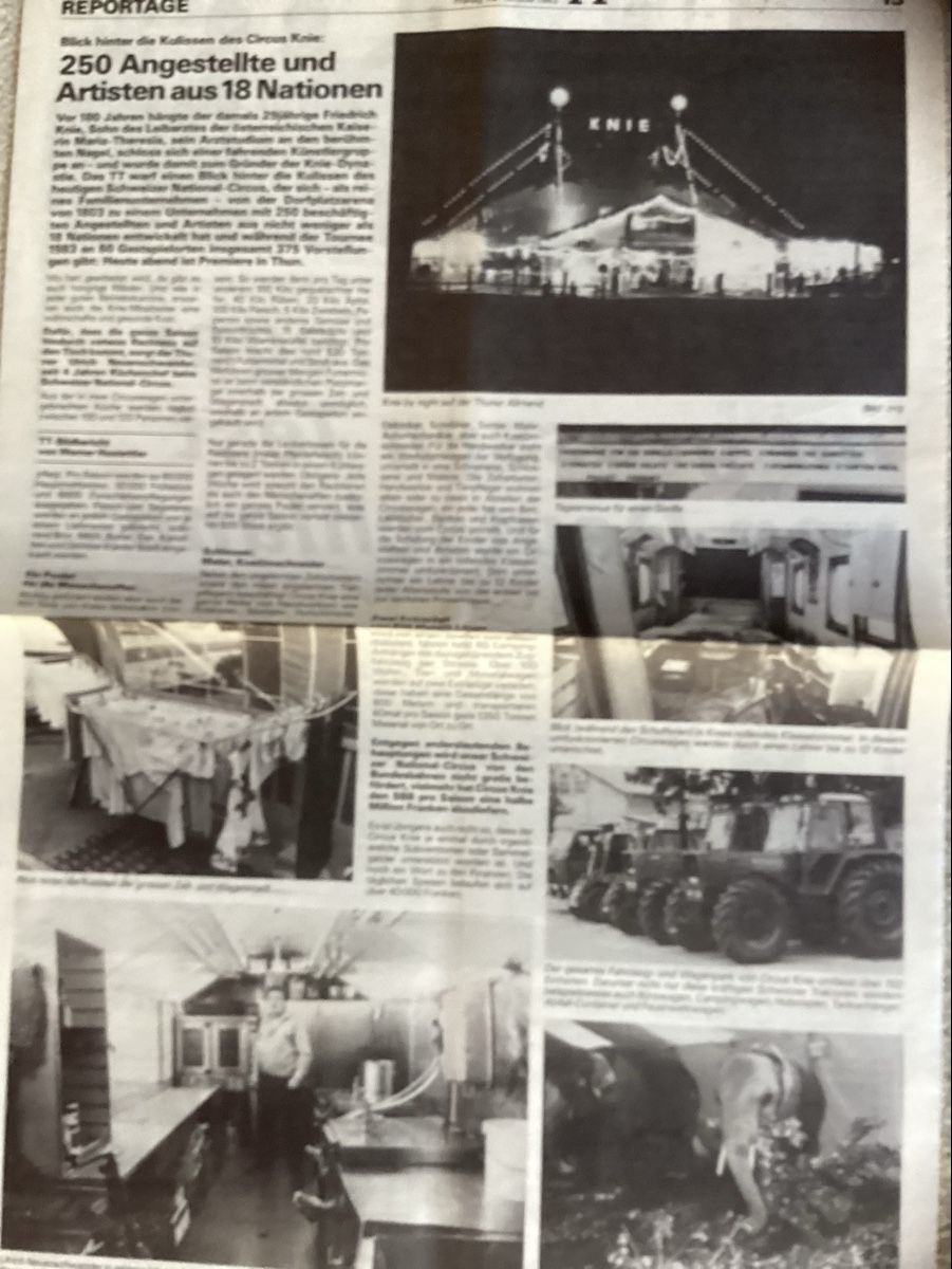 Poster & Bilder: Circus Knie Zeitungsbericht 1983 – Gebraucht aus Reichenbach i. K. von astra2010
