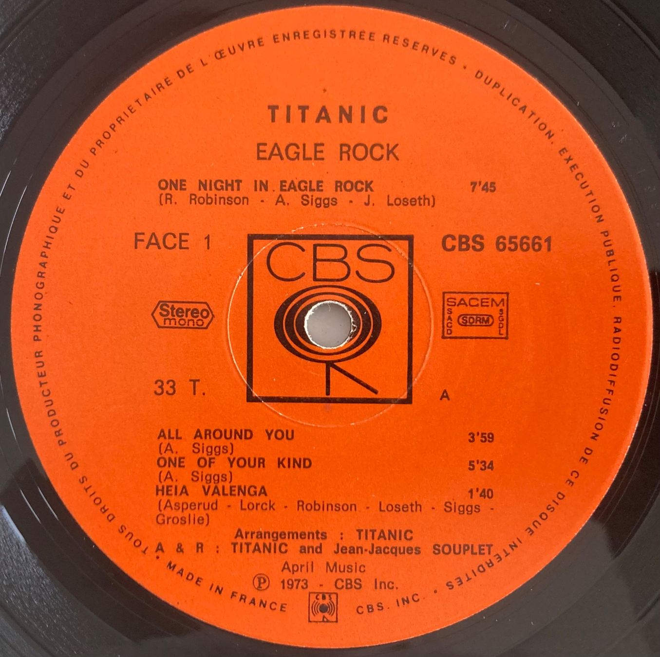 Vinyles: TITANIC - EAGLE ROCK – D'occasion à Poliez-Pittet par Newtown-Records 2