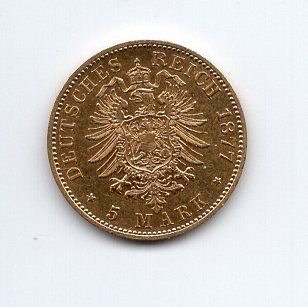 Tutti le monete: (1791) Preussen, 5 Mark 1877, Gold, stgl – Usato da Rüthi (Rheintal) venduto da erdnuessli1