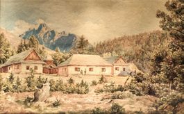 JAKOB ALT – Berglandschaft mit Dorfweiler, Aquarell von 1838
