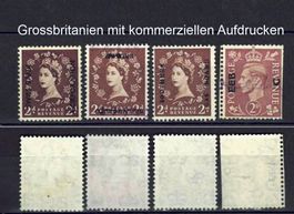 England 4 Marken mit komerziellen Aufdrucken