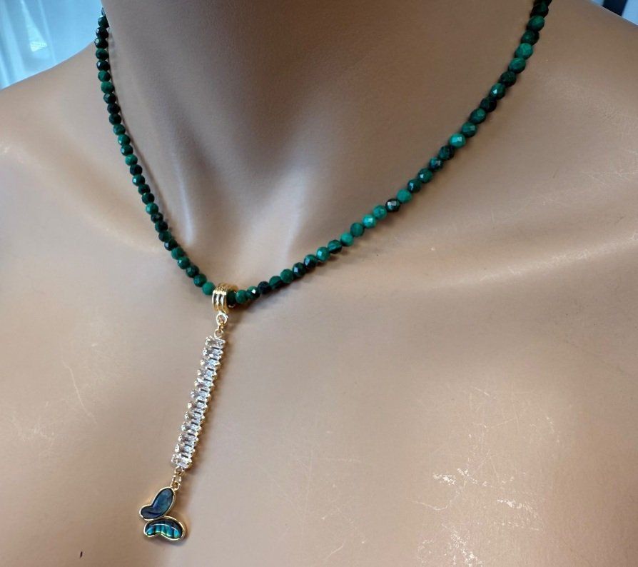 Catenine: Malachit Kette Halskette Collier Schmetterling Halsschmuck – Nuovo (secondo la descrizione) da Rotkreuz venduto da beltraum 2