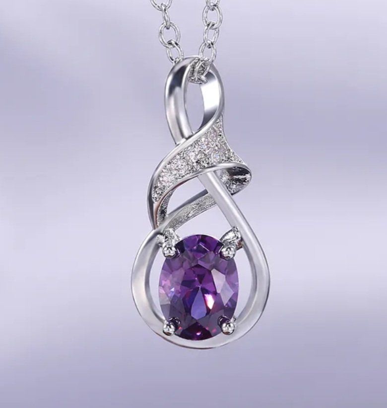 Ketten: Collier en argent avec pierre d'améthyste – Neu und originalverpackt aus St-Imier von supernova21 2