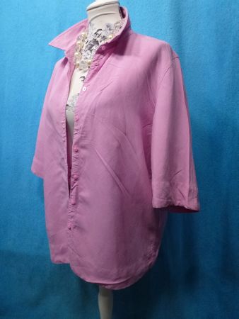 LEINEN VISCOSE BLUSE PUDERROSA GR 40 HALBARM NEU SÜSS SOMMER