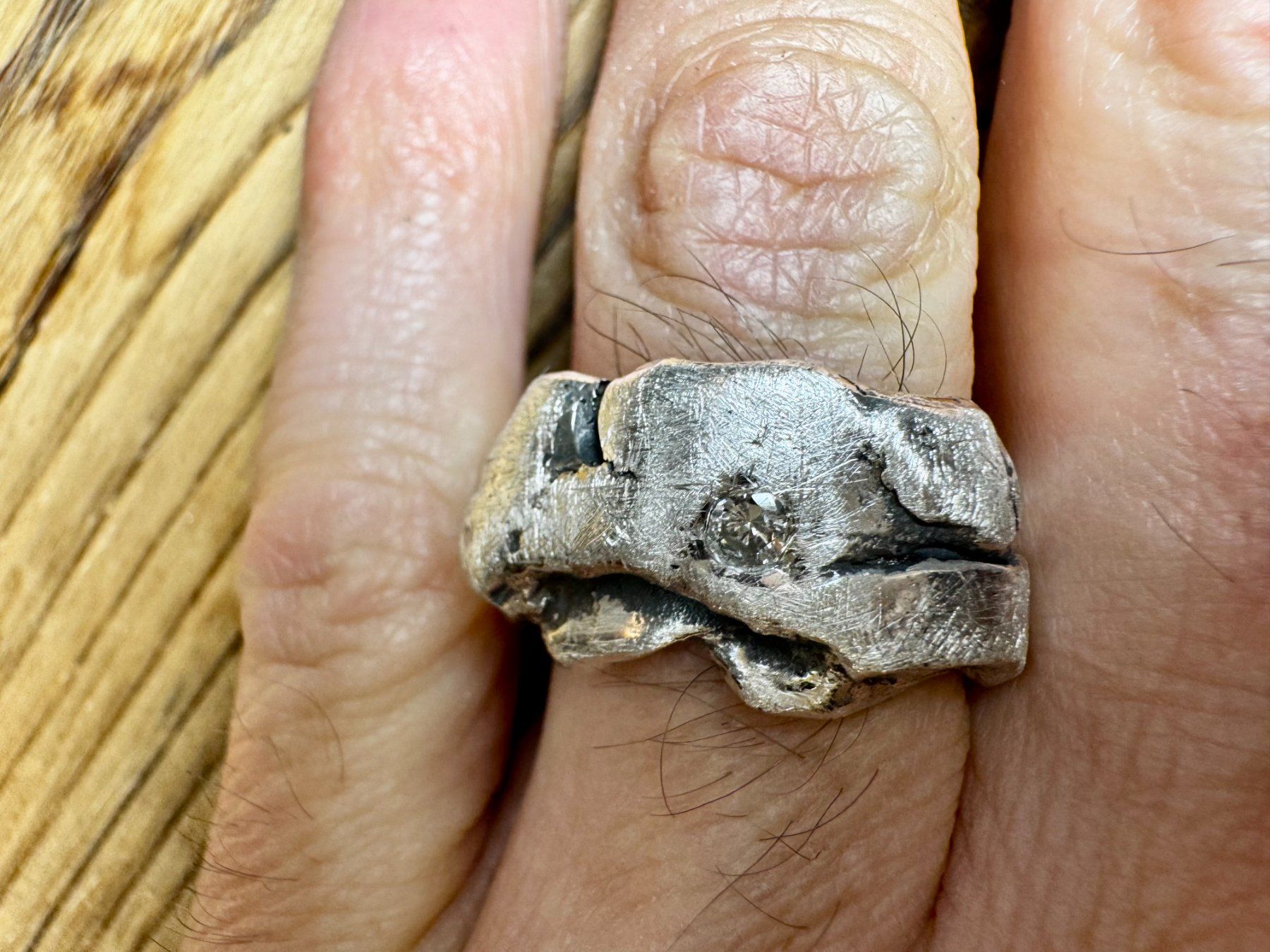 Anelli: Ein handgefertigter Diamant - Silber Ring – Nuovo e nell'imballaggio originale da Rüti ZH venduto da Herzschmiede 5