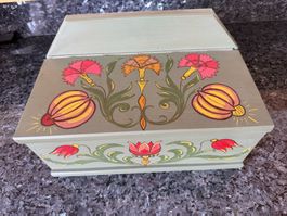 Schmuckkästchen Holzkästchen Box Vintage Bauernmalerei