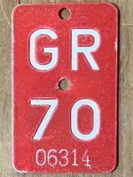 GR 70 - VELONUMMER - FAHRRADSCHILD - PLAQUE DE VELO - GR 70