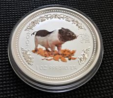 1 OZ Silber Australia Lunar Schwein 2007