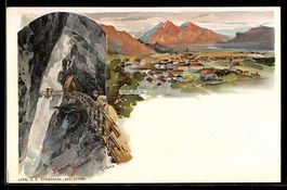 Ragaz, Tamina Schlucht und Ortsansicht