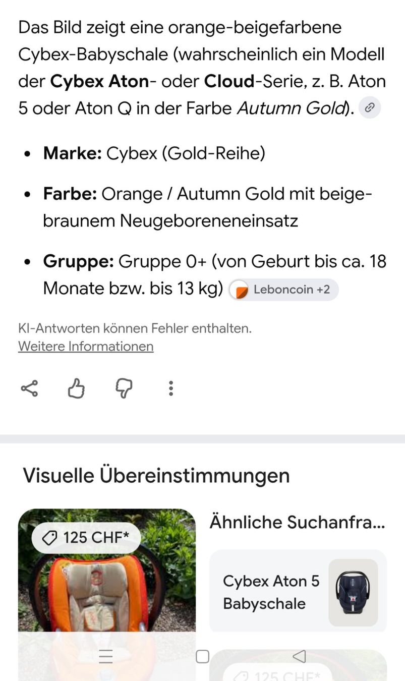 Cybex Auto-Kindersitze: Babyschale Cybex Aron 5 – Gebraucht aus Grenchen von Tirana 9