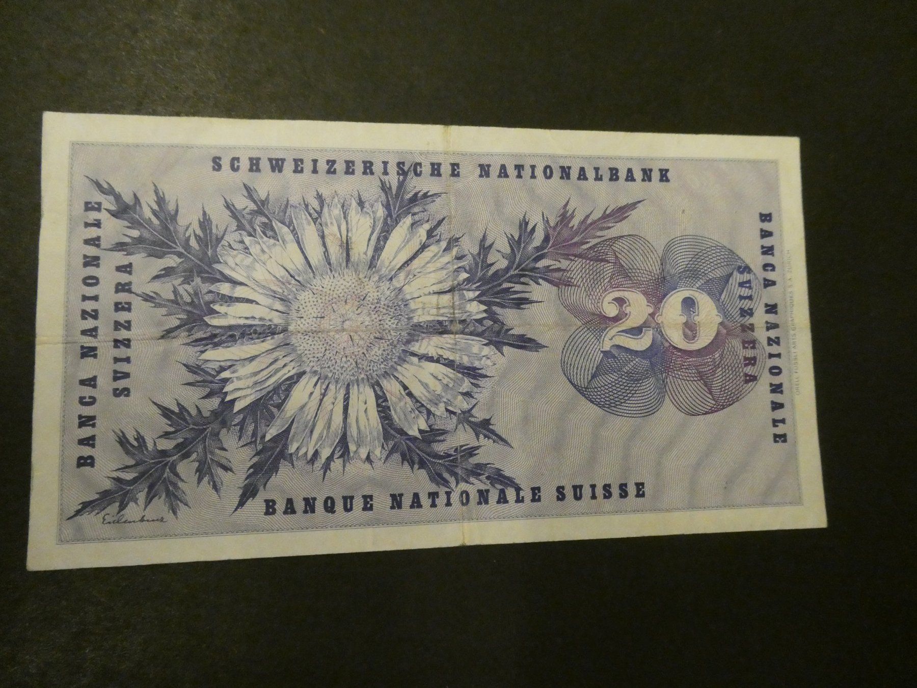 Banknoten: Schweiz 1976, 20 Franken – Gebraucht aus Hinterforst von Rohusri 1