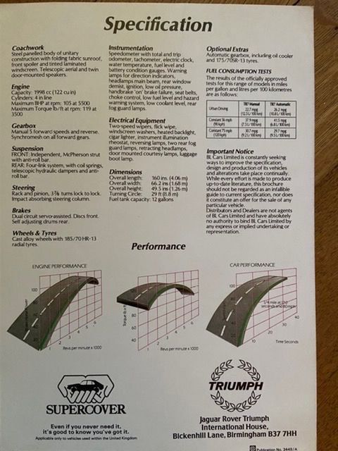 Triumph Documenti: TRIUMPH TR7 Fixedhead Prospekt Publication No. 3449/A – Usato da Langenthal venduto da Andreasdavidk 3