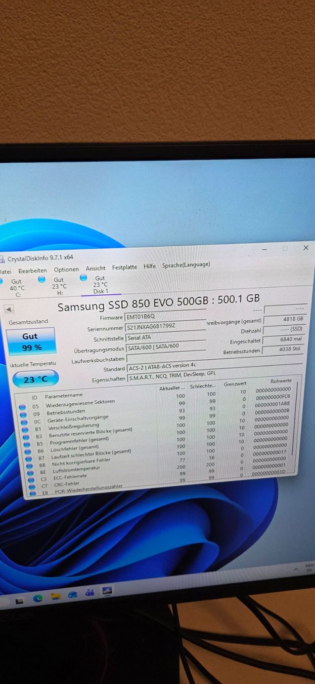 Samsung Harddisks: Samsung 850Evo 500GB SSD – Gebraucht aus Zihlschlacht von vogelgrip 1