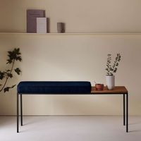 Designer Sitzbank mit Ablage (neuwertig, Holz blau gepolster