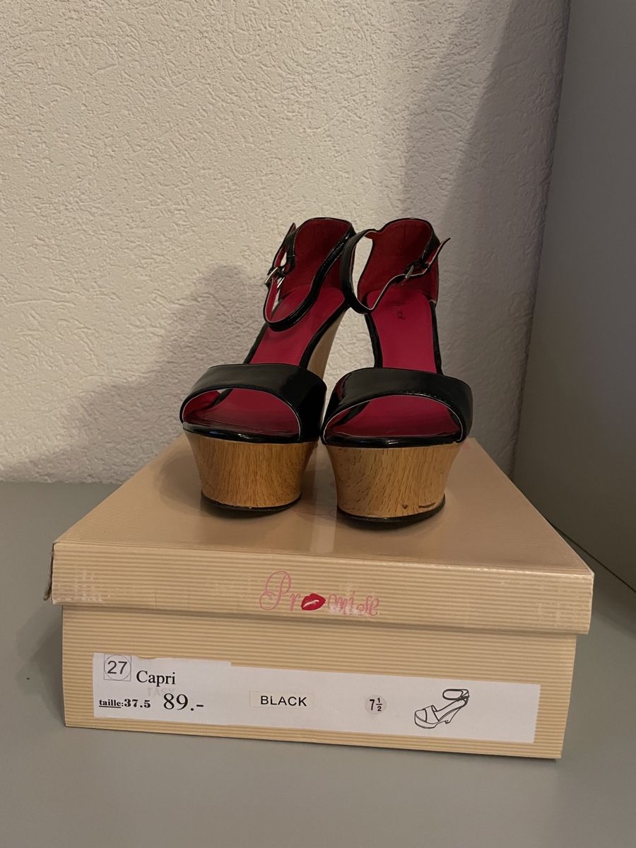 Scarpe da donna: Sandales compensées noires Promise, taille 37.5 – Nuovo (secondo la descrizione) da Vuadens venduto da Nina11 6