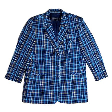 Colorful Checkered Blazer with 3/4 Sleeves