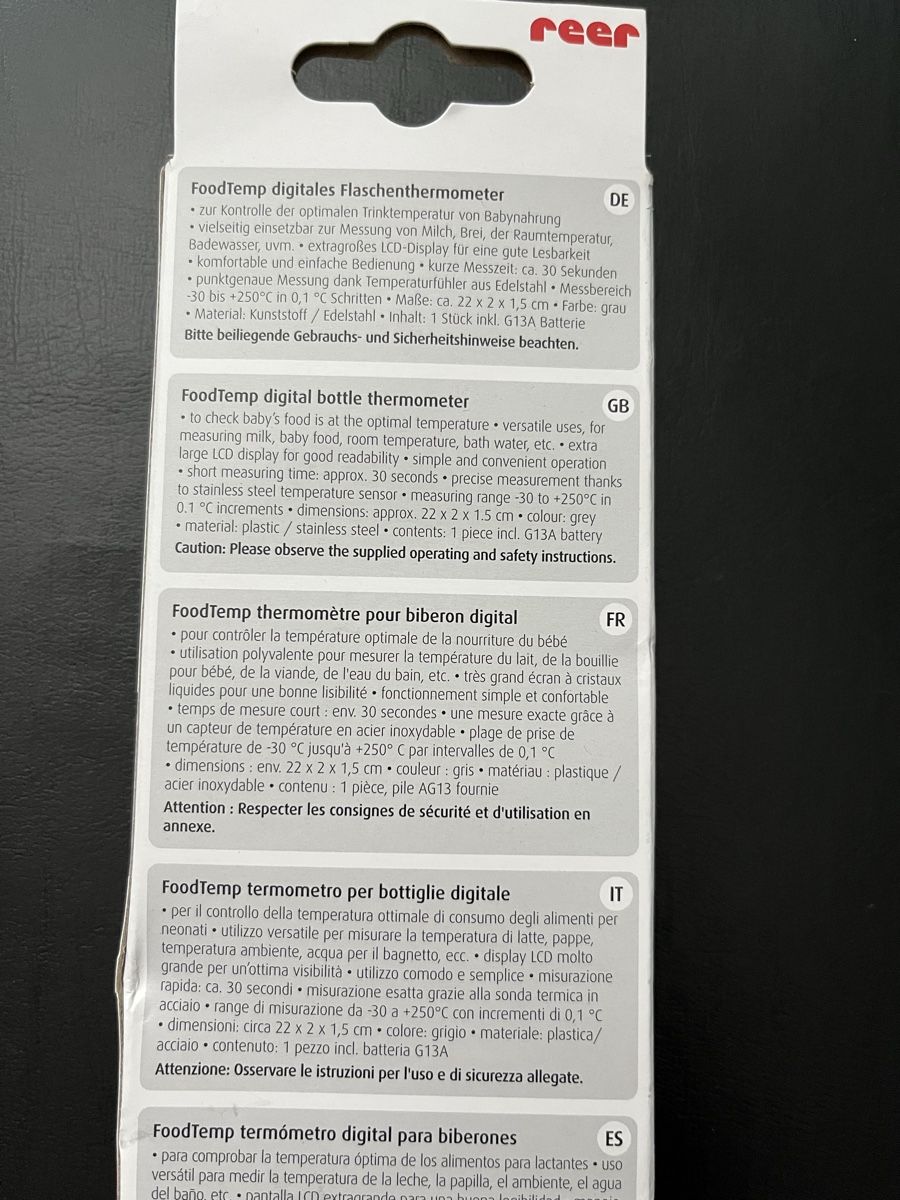 Reer Altro per la casa: ***REER*** NEU: FoodTemp Flaschenthermometer – Nuovo e nell'imballaggio originale da Volketswil venduto da Kephren 1