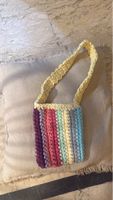 Gehäkelte Tasche mehrfarbig gestreift neu