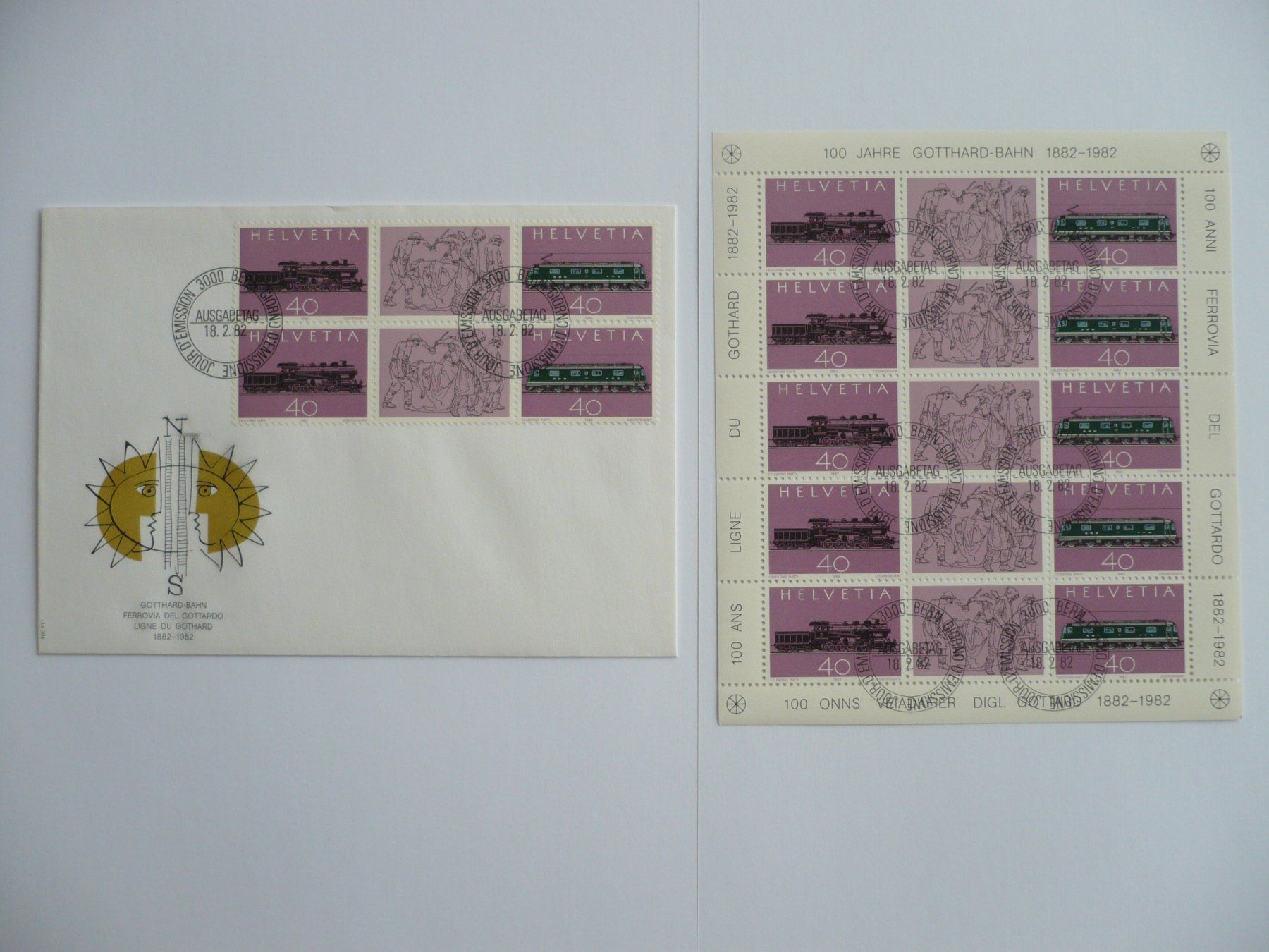 Tous les timbres: 1982 100 Jahre Gotthard-Bahn 1 Kleinbogen ET + 1 FDC – D'occasion à Zürich par saltandpepper008