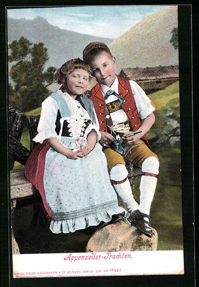 Cartoline postali: Schweizer Kinder in Appenzeller-Trachten – Usato da Berlin venduto da bartko-reher