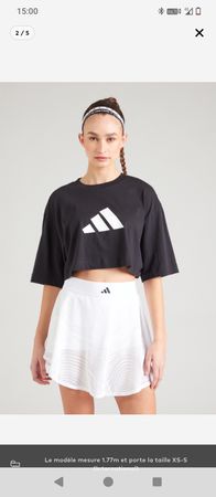 T-shirt Adidas femme noir logo blanc taille s