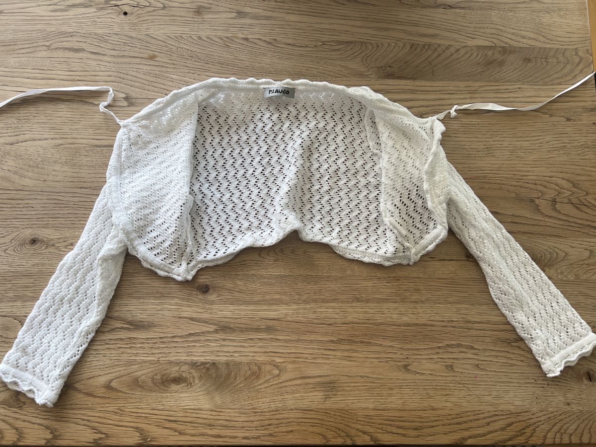 Giacche & Cappotti: Weisser Strick Bolero Jäckchen Gr. ca. 104/110 – Usato da Thun venduto da Siladi 2