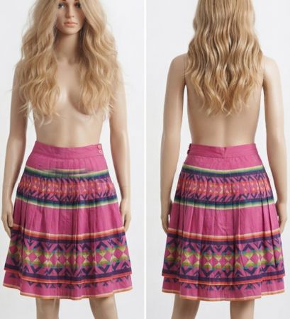 Jupe Escada 38  ( S) rose plissée imprimé ethnique soie