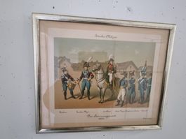 Antikes Bild "Zürcher Milizen" 1804, gerahmt, Rarität!