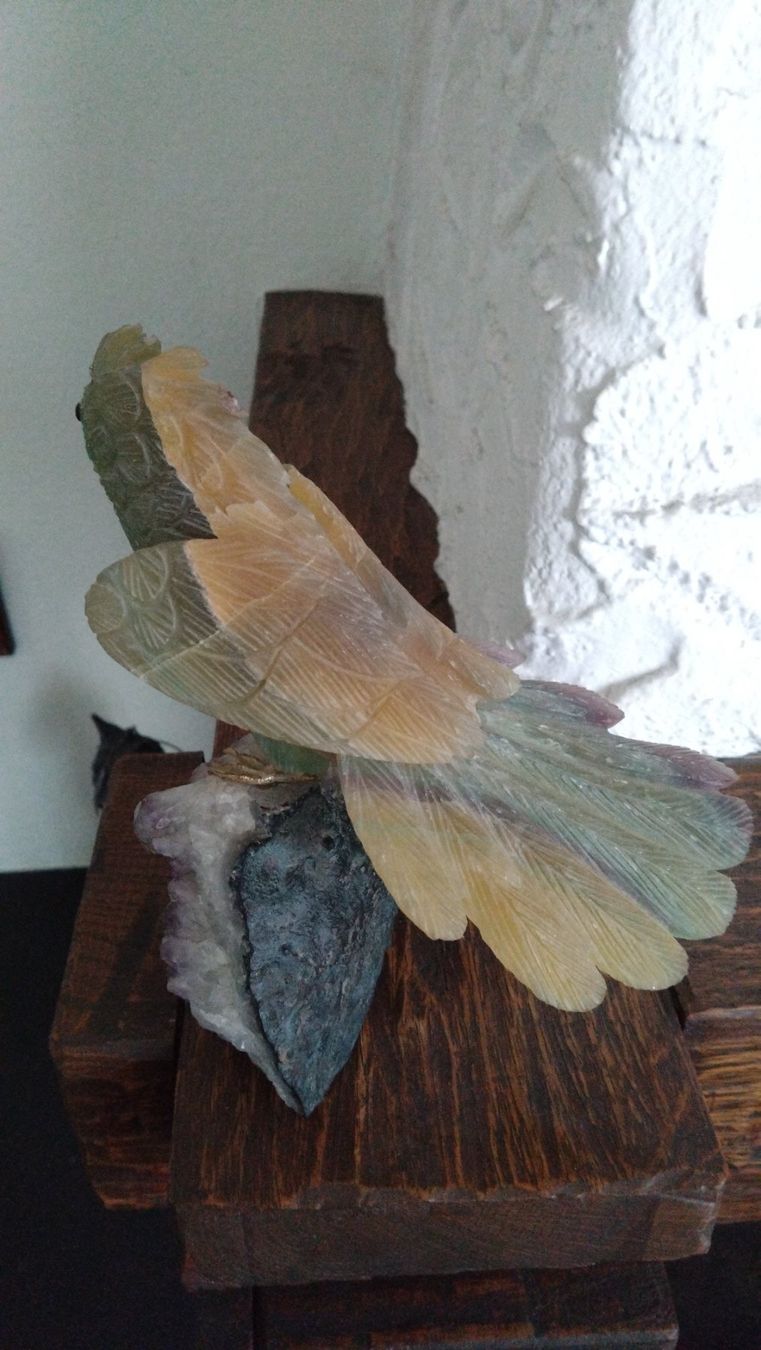 Figuren: Papagei aus Fluorith auf Amethyst – Gebraucht aus Lustdorf von Wymi71 2