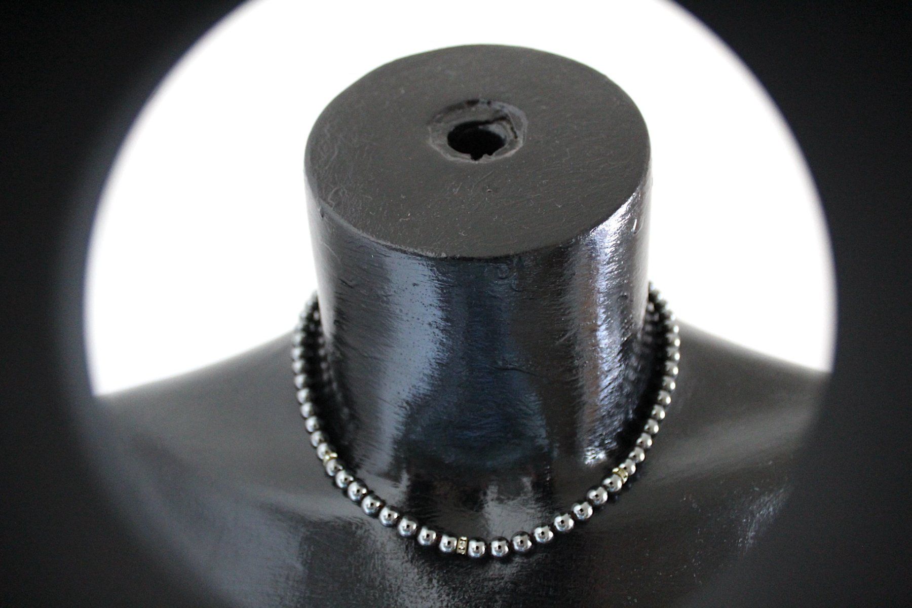 Catenine: Vintage Hämatit Perlen Kette mit Strassstein module – Usato da Locarno venduto da madame-tus-sauds 3