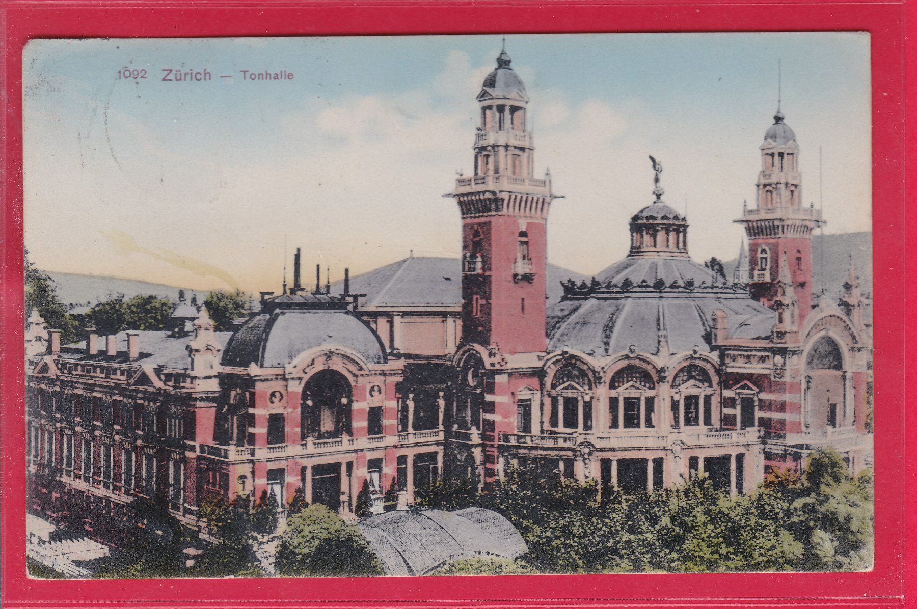 Ansichtskarten: ZÜRICH - TONHALLE, 2.7.1909 – Gebraucht aus Oberrieden von Gebirgsstelze