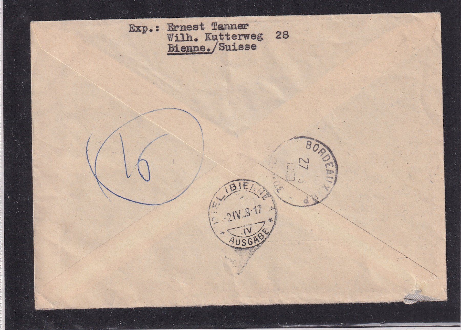 Alle Briefmarken: Recommandé - Biel-Bienne 1958 - France – Gebraucht aus Orvin von Pyaeschli 1