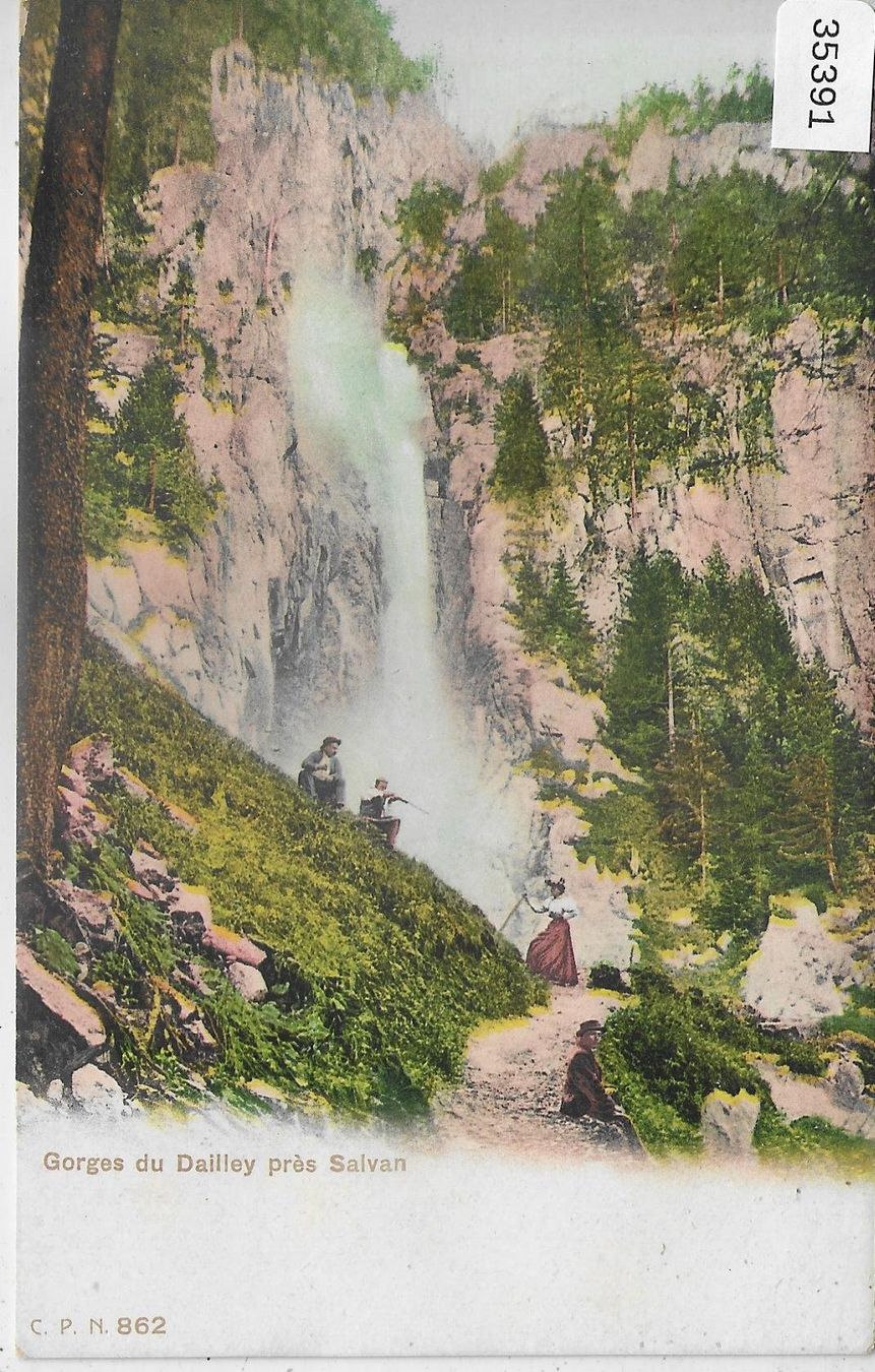 Cartoline postali: Gorges du Dailley pres Salvan - Litho – Usato da Ettingen venduto da Kartenplanet