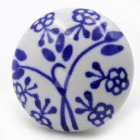 Möbelknopf Möbelknöpfe XL Keramik Blau Weiß Keramik 198