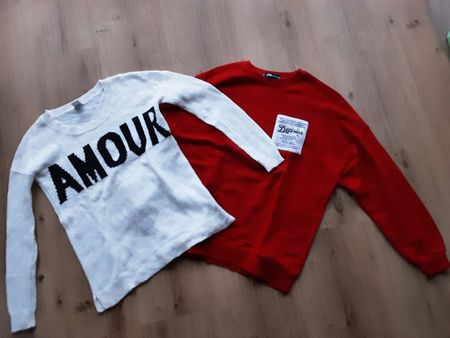 2er Set Pullover: Rot und weiss Gr. XS