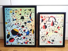 2 Bilder Joan Miro Replika auf Leinwand Kunst Gemälde