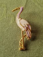 Broche palmier & flamant rose dorée bijou fantais...