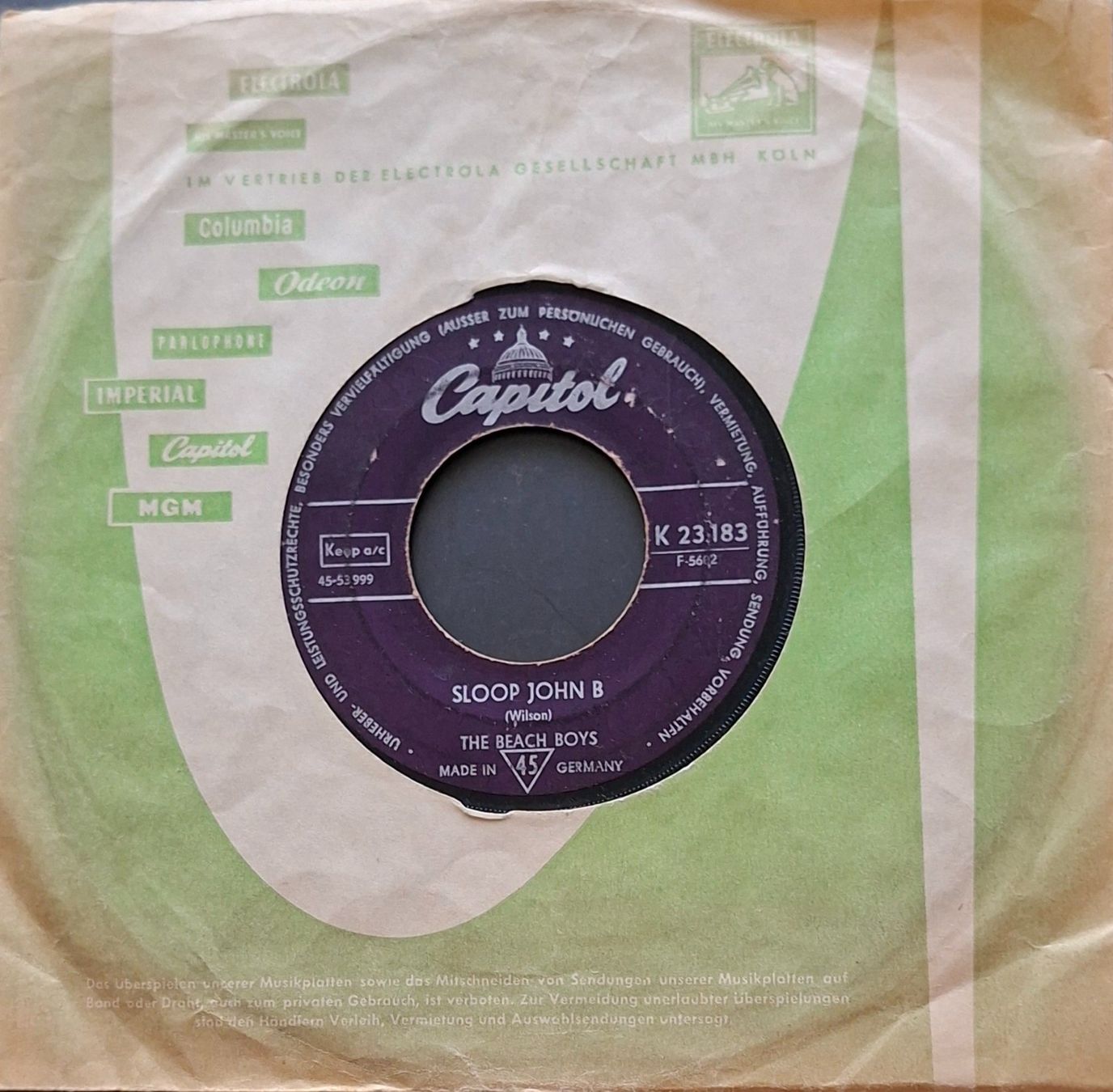Dischi in vinile: Vinyl-Single Beach Boys - Sloop John B – Usato da Langenthal venduto da Modo39