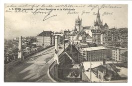 Lausanne (VD) Le Pont Bessières et la Cathédrale - 1912