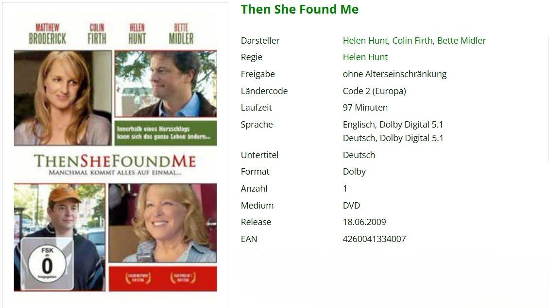 Alle DVDs: Then she found me-DVD Manchmal kommt alles auf einmal... – Gebraucht aus Dietikon von Ruempfli 1