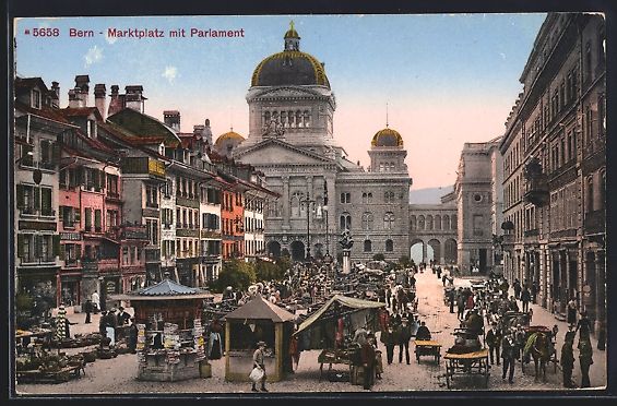 Cartes postales: AK Bern, Marktplatz mit Parlament – D'occasion à Berlin par bartko-reher