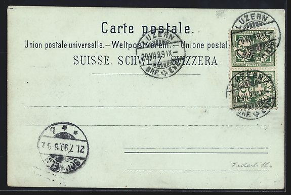 Ansichtskarten: Litho Lucerne, Hotel du Cerf, Albert H – Gebraucht aus Berlin von bartko-reher 1