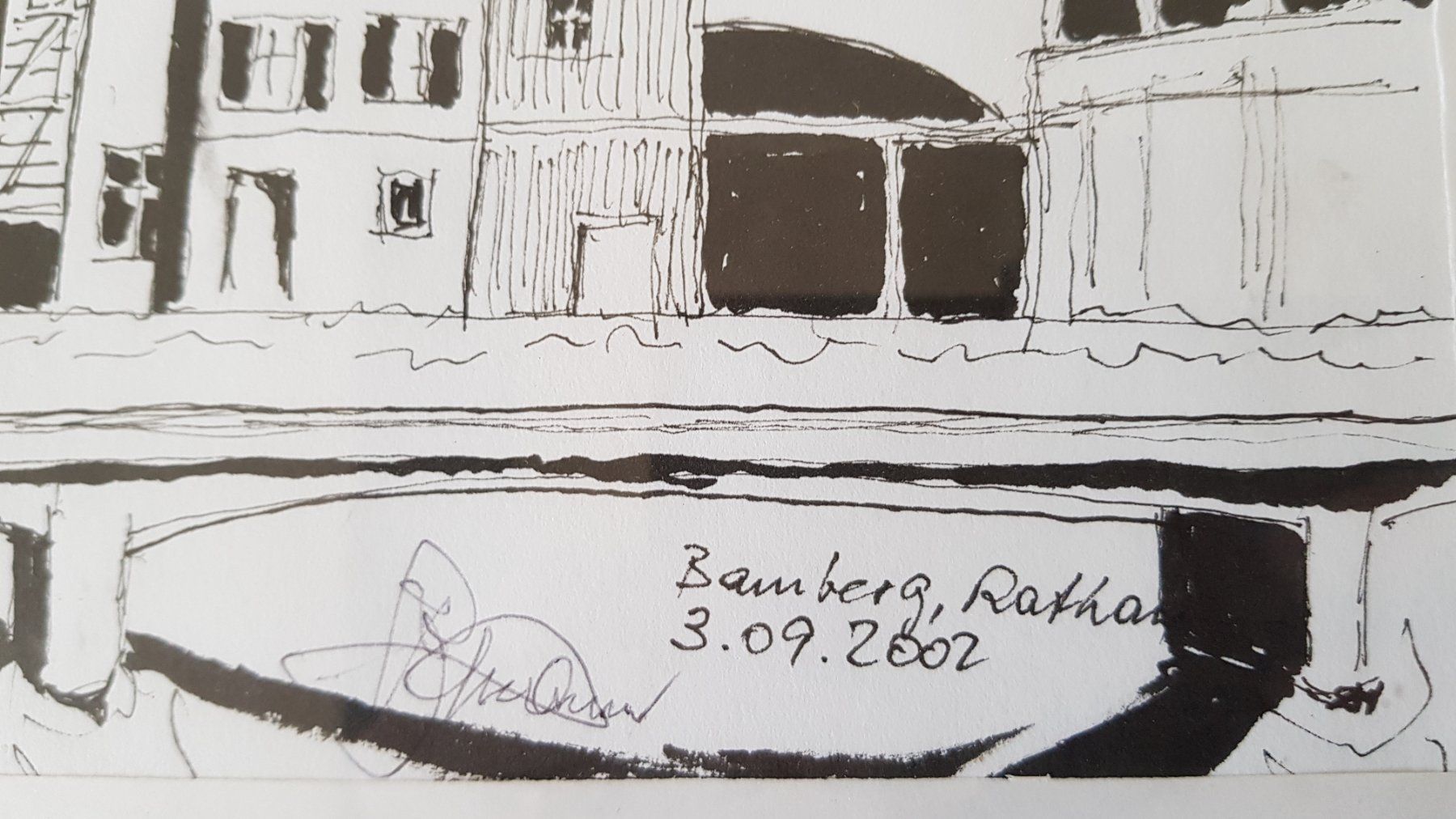 Gemälde: Zeichnung Rathaus Bamberg – Gebraucht aus Erlenbach ZH von wem_6f9c 1