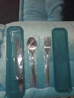 Set couverts de voyage inox avec étui  neuf